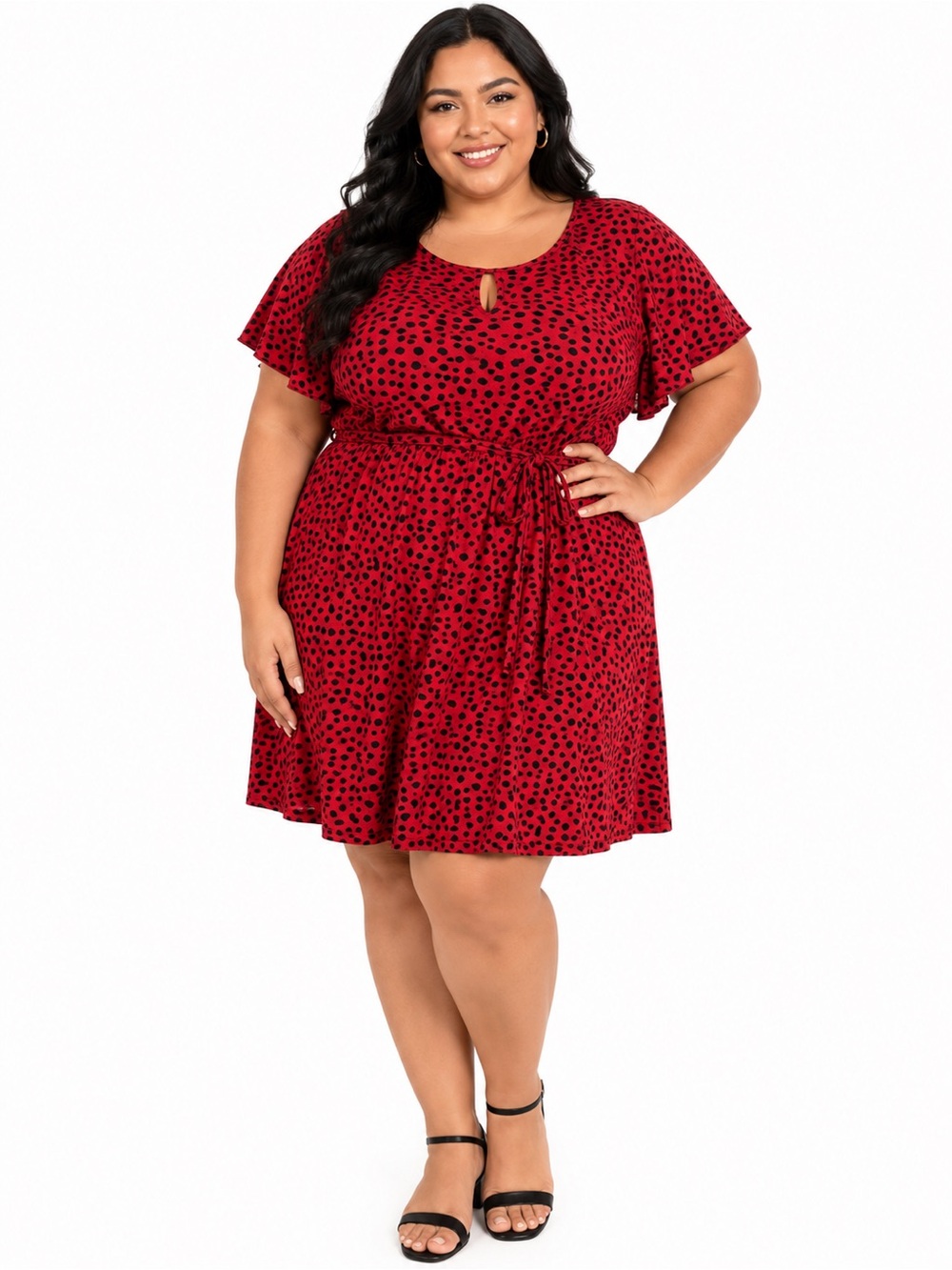 Cellbes Red & Black Animal Print Fit & Flare Dress – Women’s Size 26